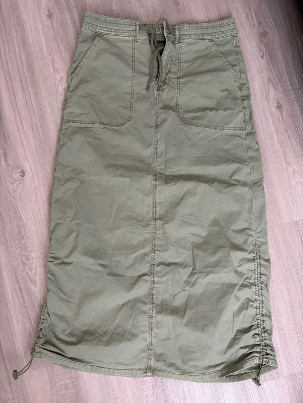 American Eagle Outfitters Olive Drawstring Maxi Skirt